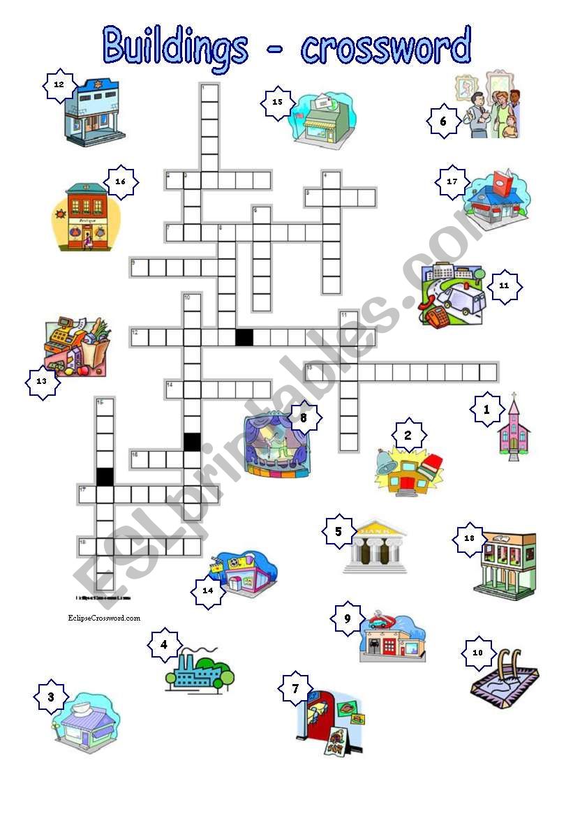 Buildings - crossword with key