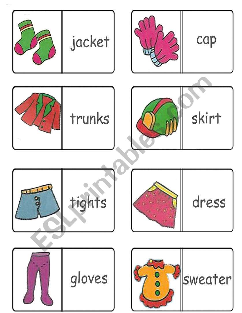 clothes domino 1/3  worksheet