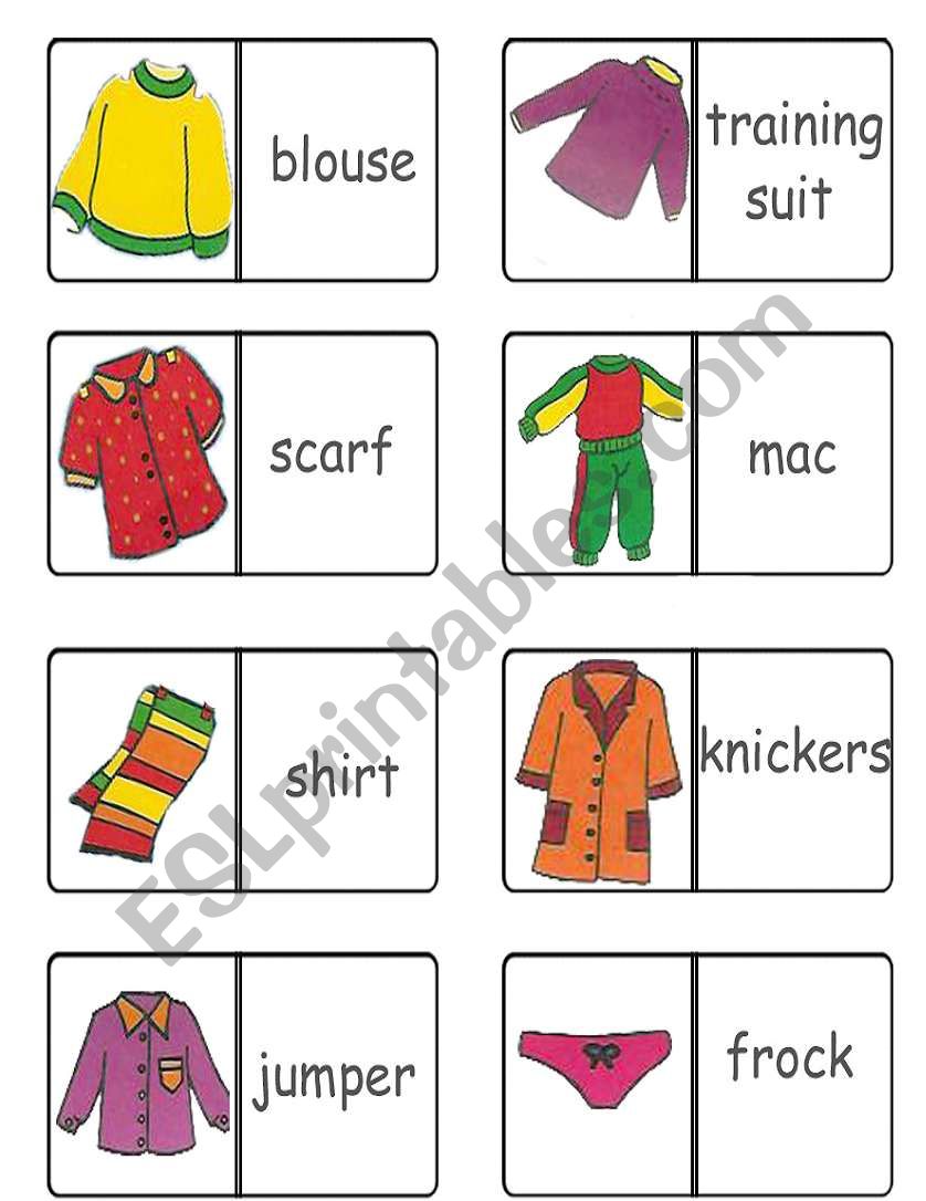 clothes domino 2/3 worksheet