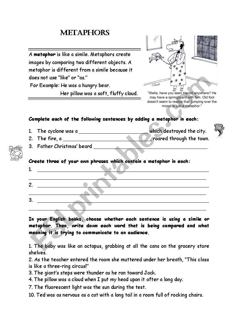 Metaphor worksheet