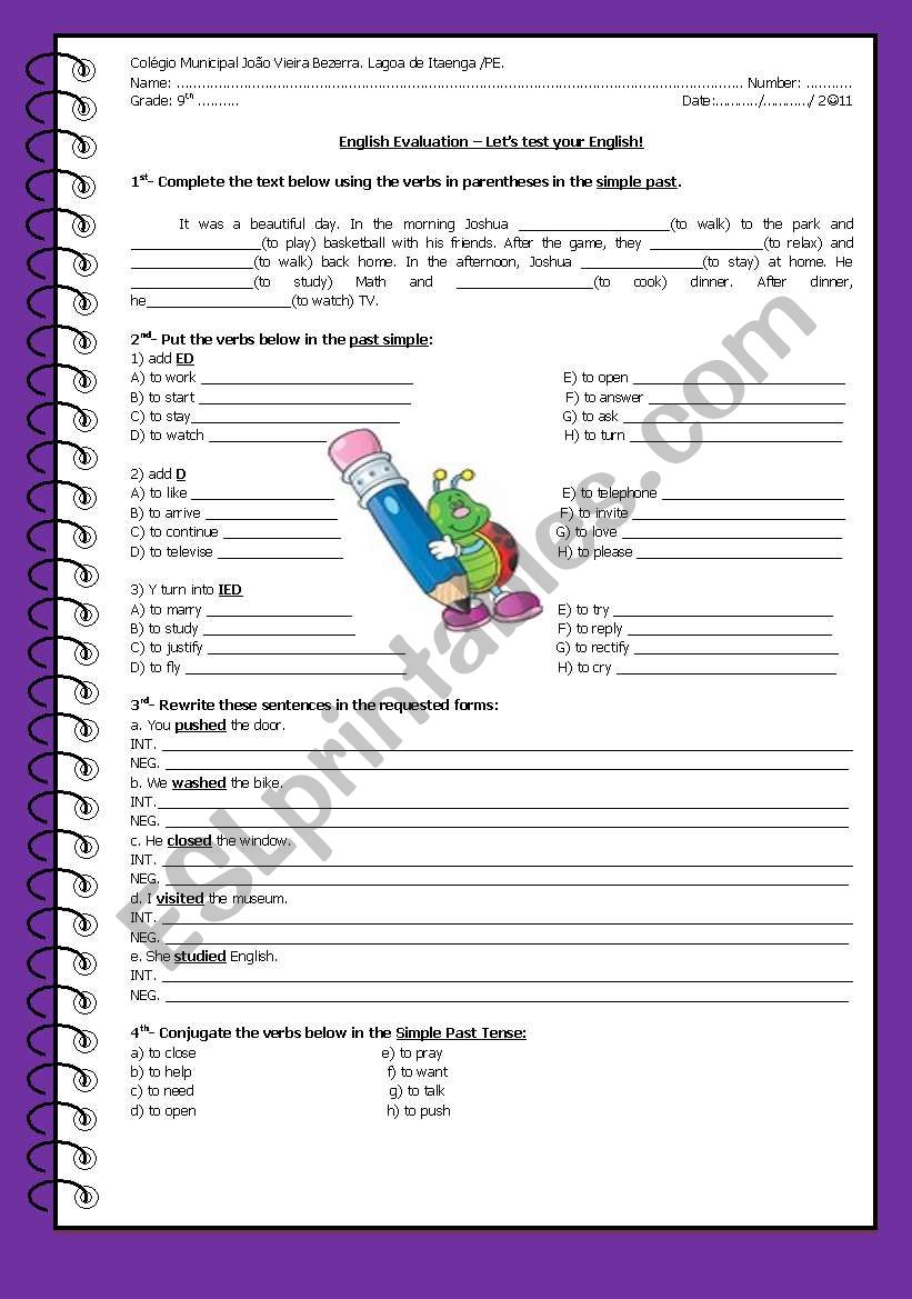 Past simple - Regular verbs worksheet