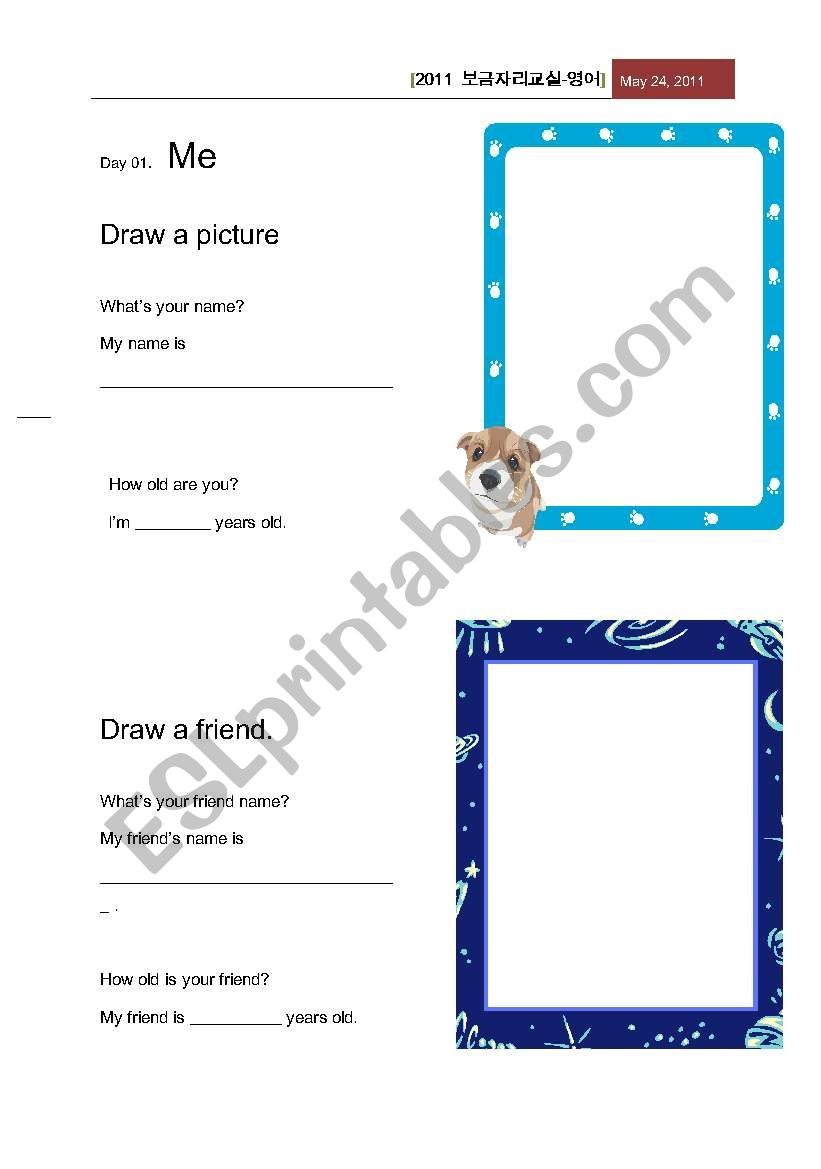 first day_introduce myself worksheet