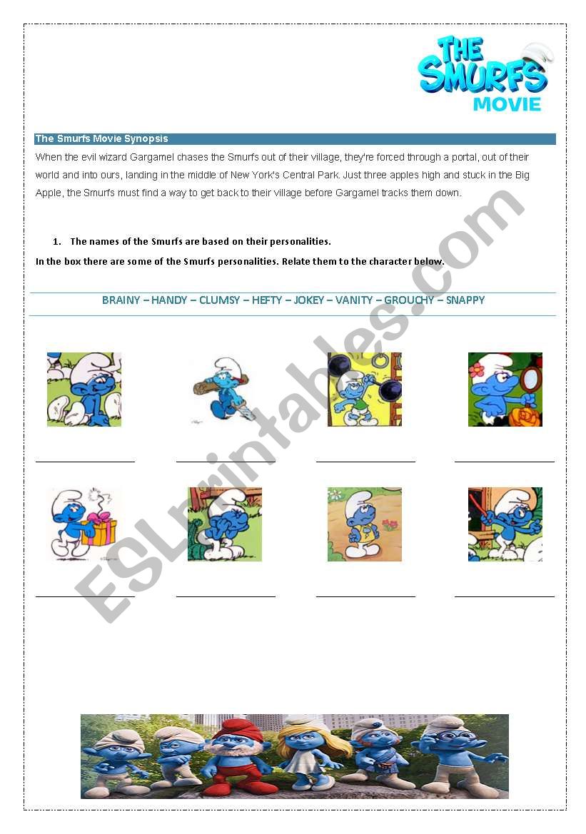 Smurfs - Movie Activity worksheet