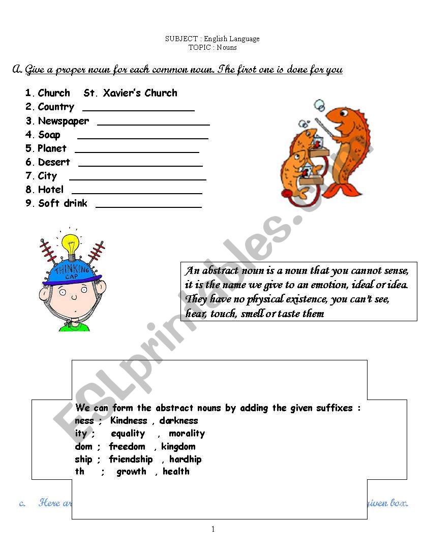 nouns worksheet