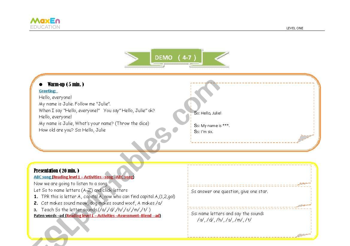 DEMO CLASS WATERFORD worksheet