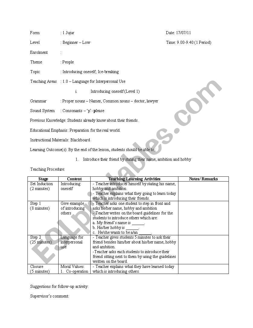 Ice Breaking  worksheet