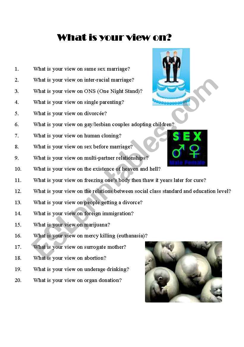 What is your view on? worksheet