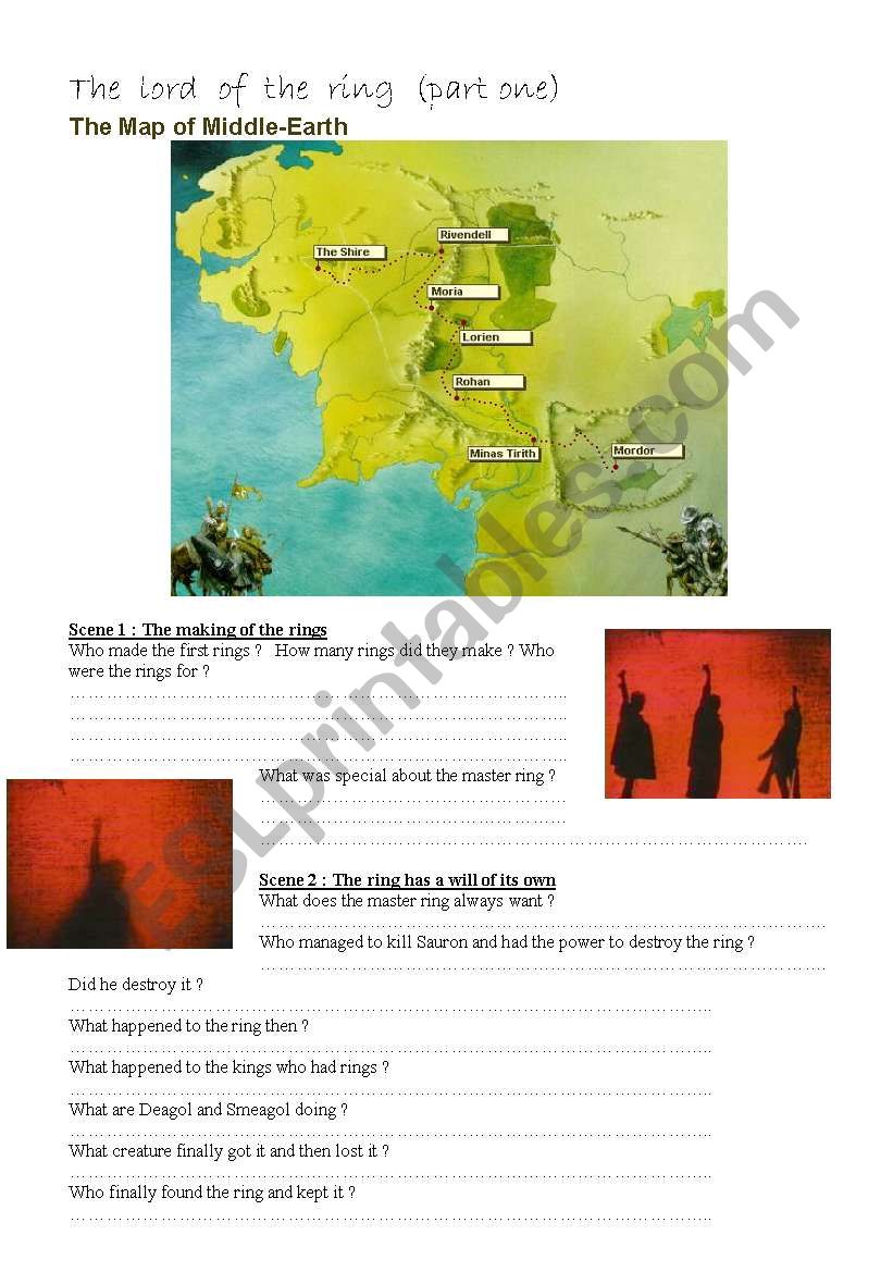the lord of the ring lesson  worksheet