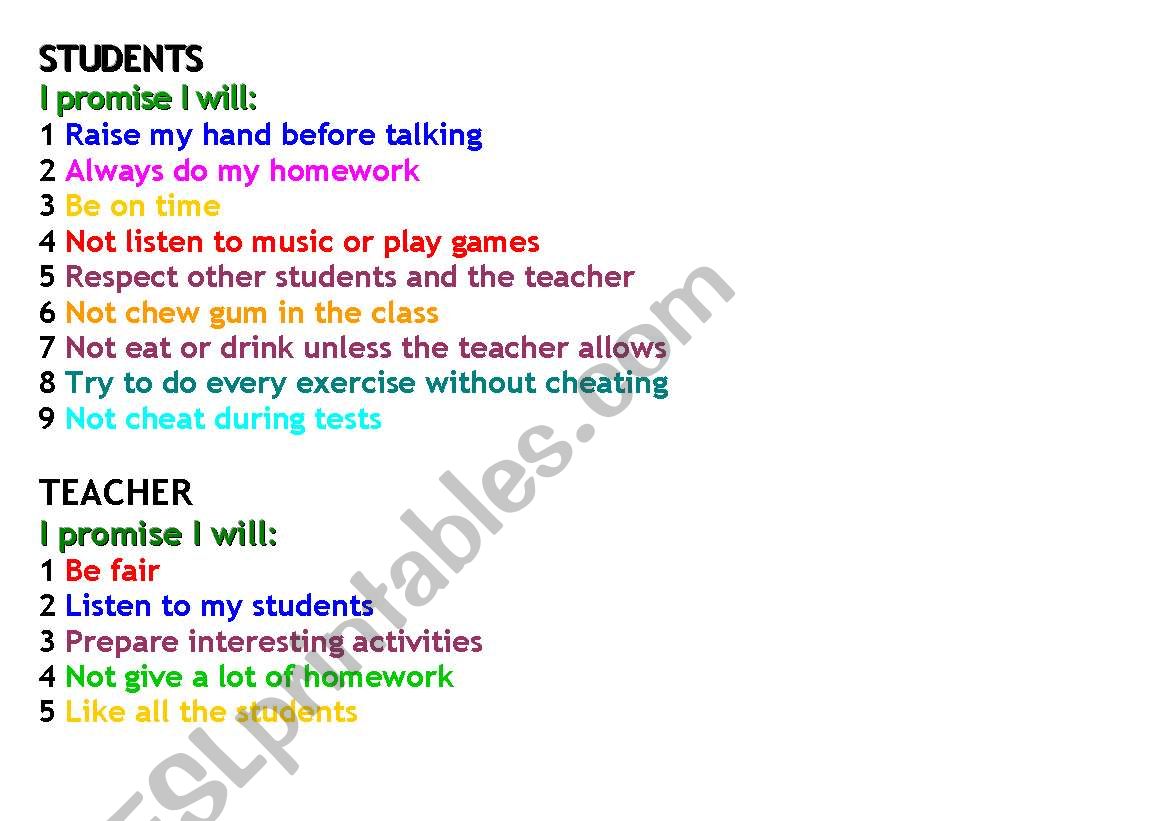 Class contract worksheet