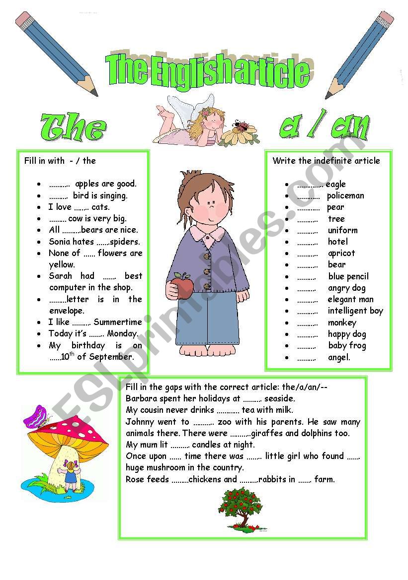 The English article worksheet