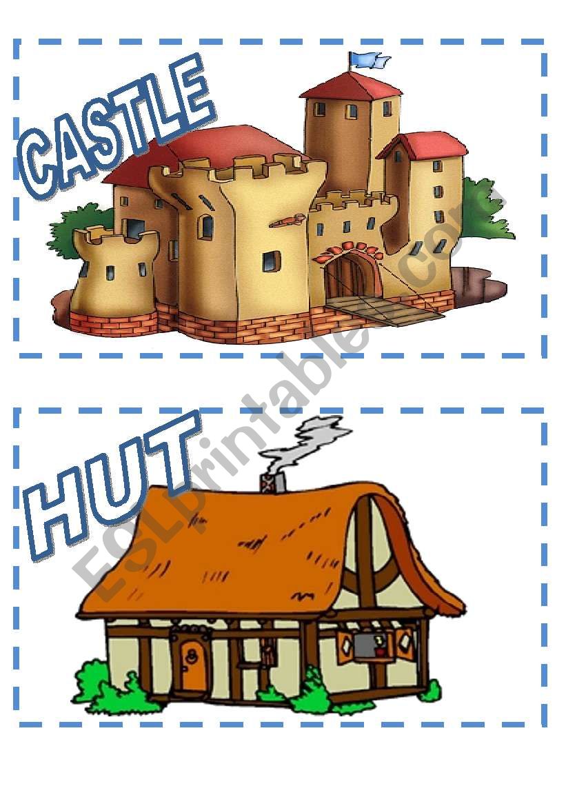 TYPES OF HOUSES FLASH CARDS worksheet