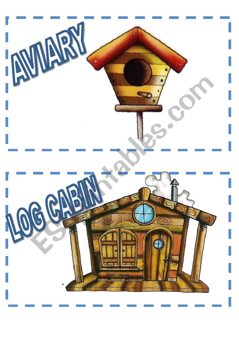 TYPES OF HOUSES FLASH CARDS#2 worksheet