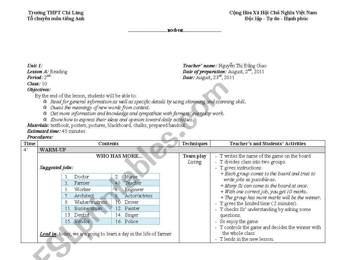 lesson plan worksheet