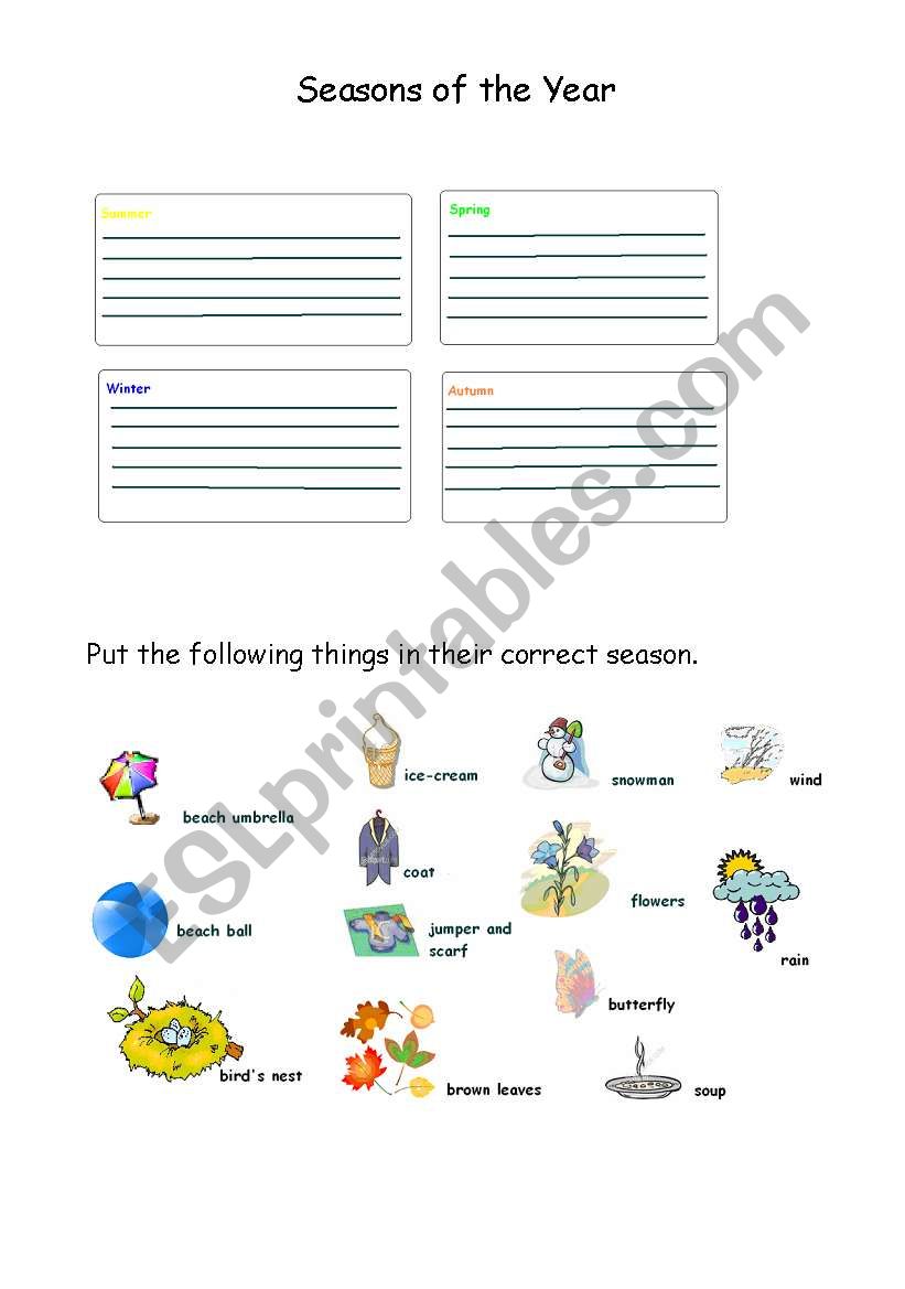 Seasons of the Year worksheet