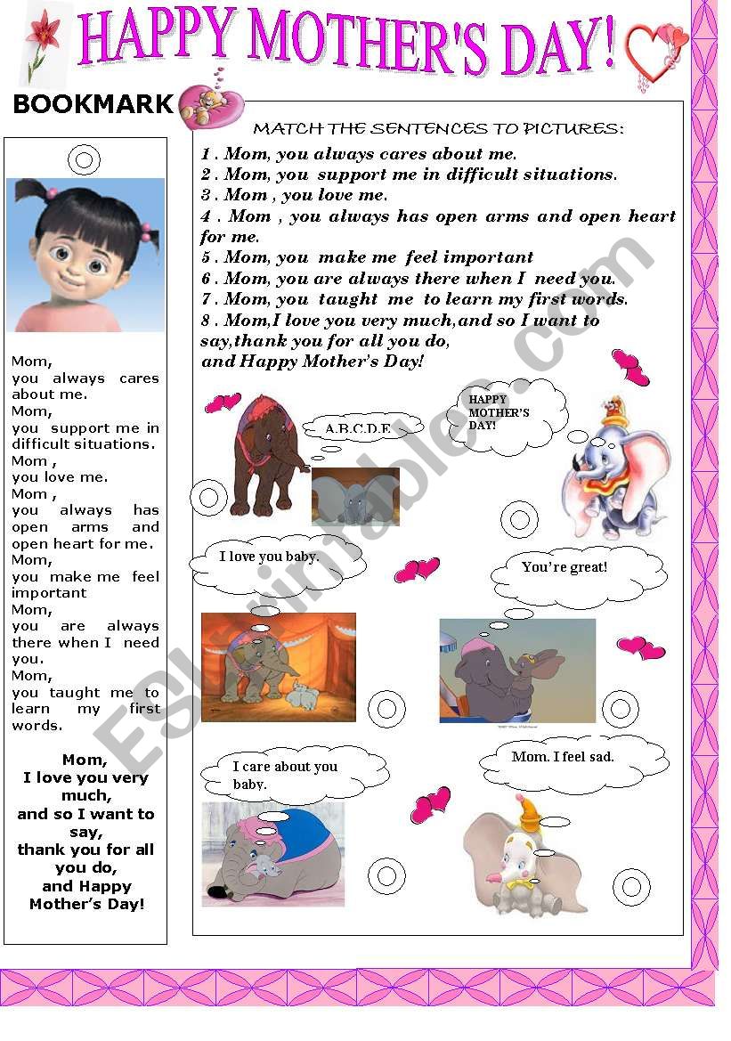 HAPPY MOTHERS DAY worksheet