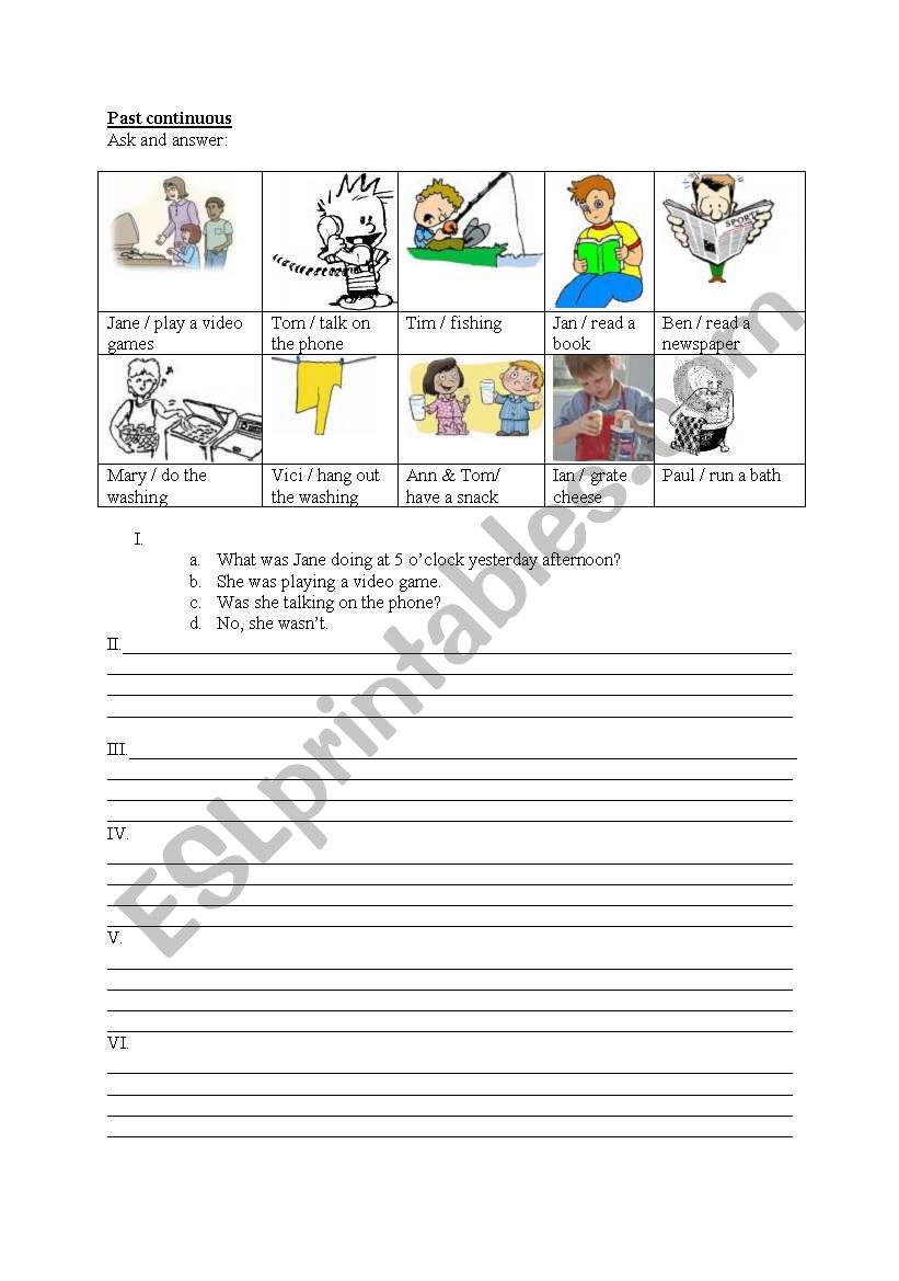 Past continuous worksheet