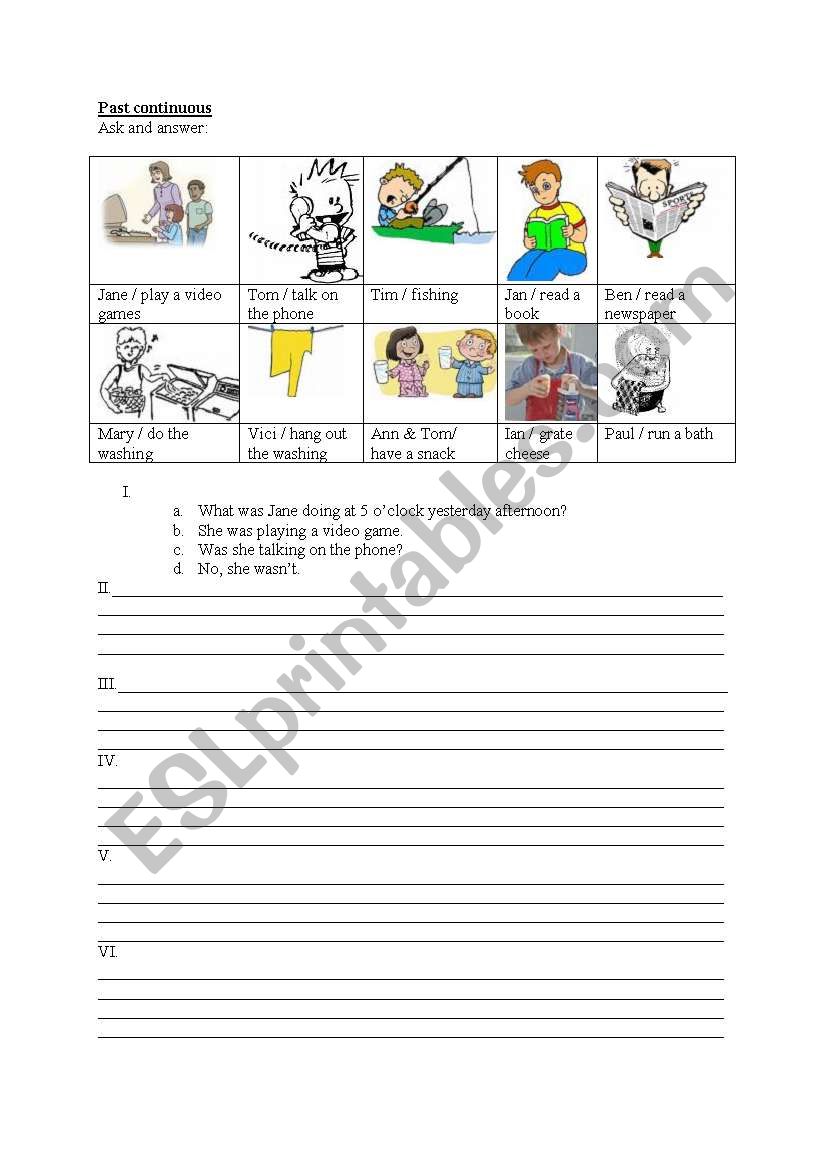 Past continuous worksheet