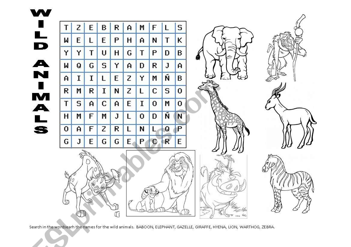 WILD ANIMALS worksheet