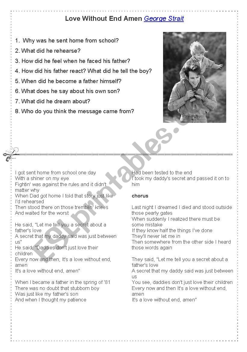 Fathers Day Song worksheet