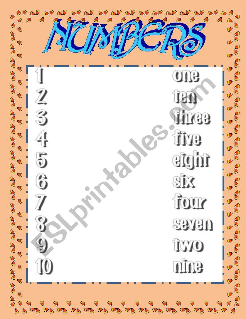 Numbers 1 to 10 worksheet