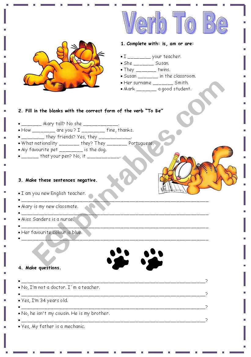 Verb to be worksheet