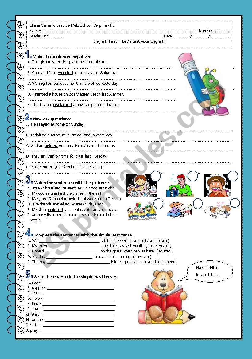 Past simple- Regular verbs worksheet