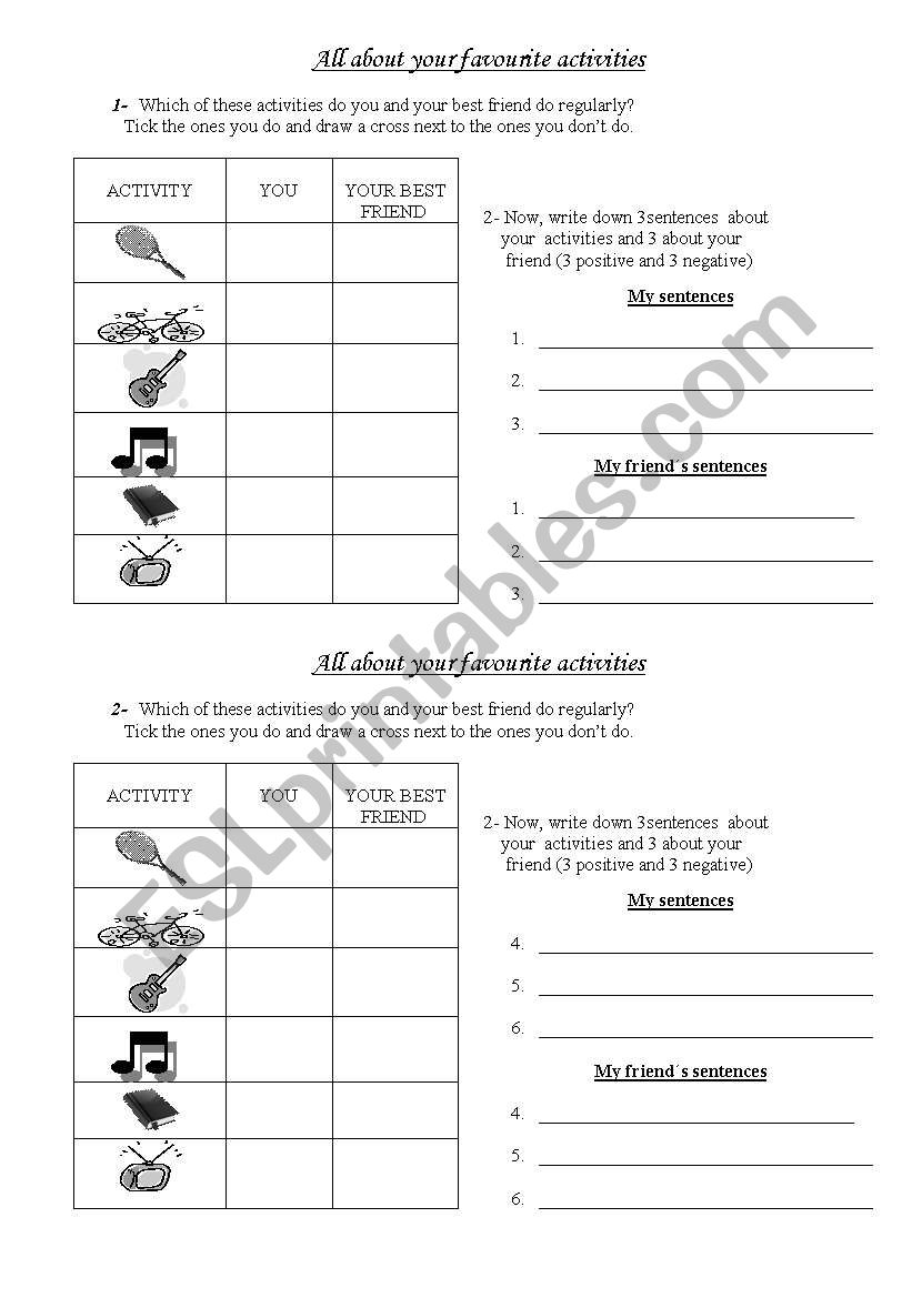 SIMPLE PRESENT WORKSHEET WITH CHART