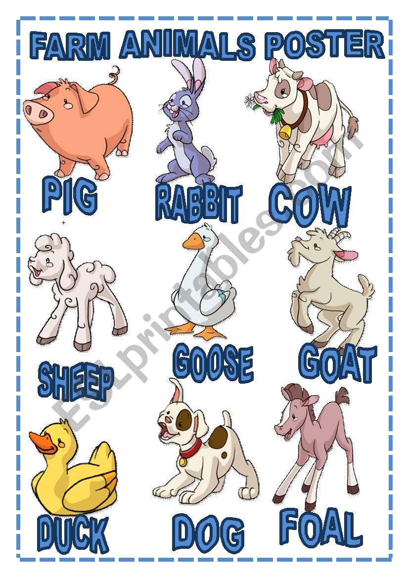 FARM ANIMALS POSTER worksheet
