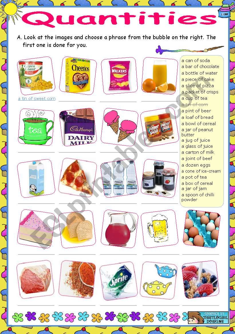 Quantities set  (a piece of, a slice of, a can of...)  -  (1)