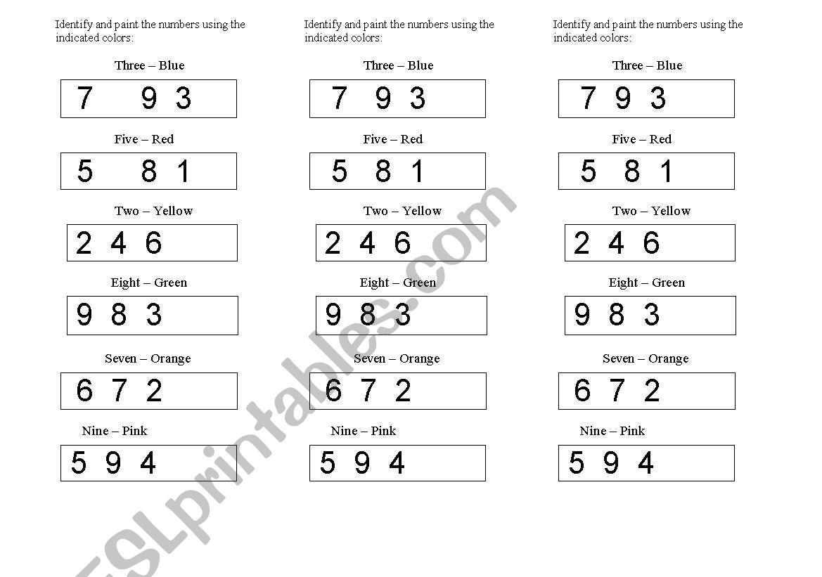 colors worksheet