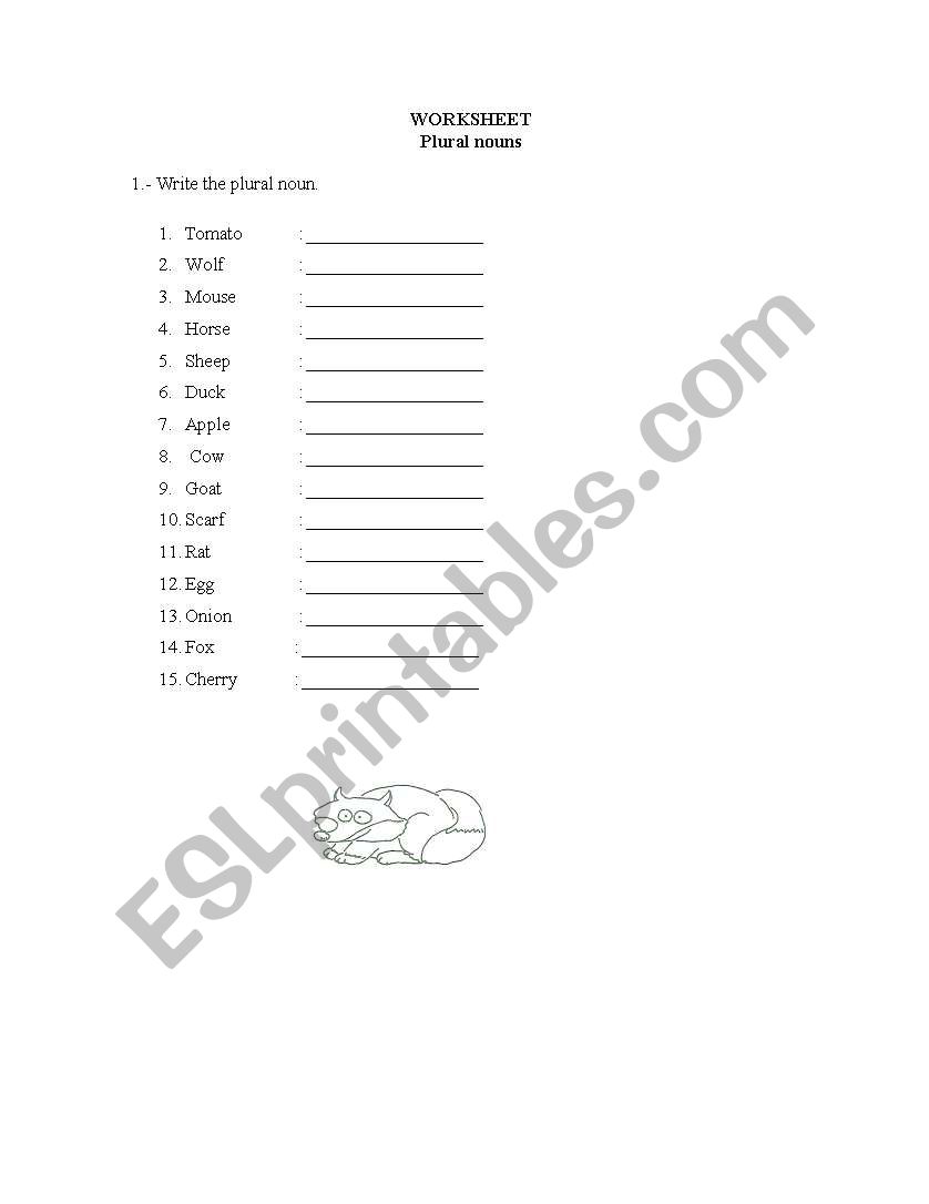 Plural nouns worksheet