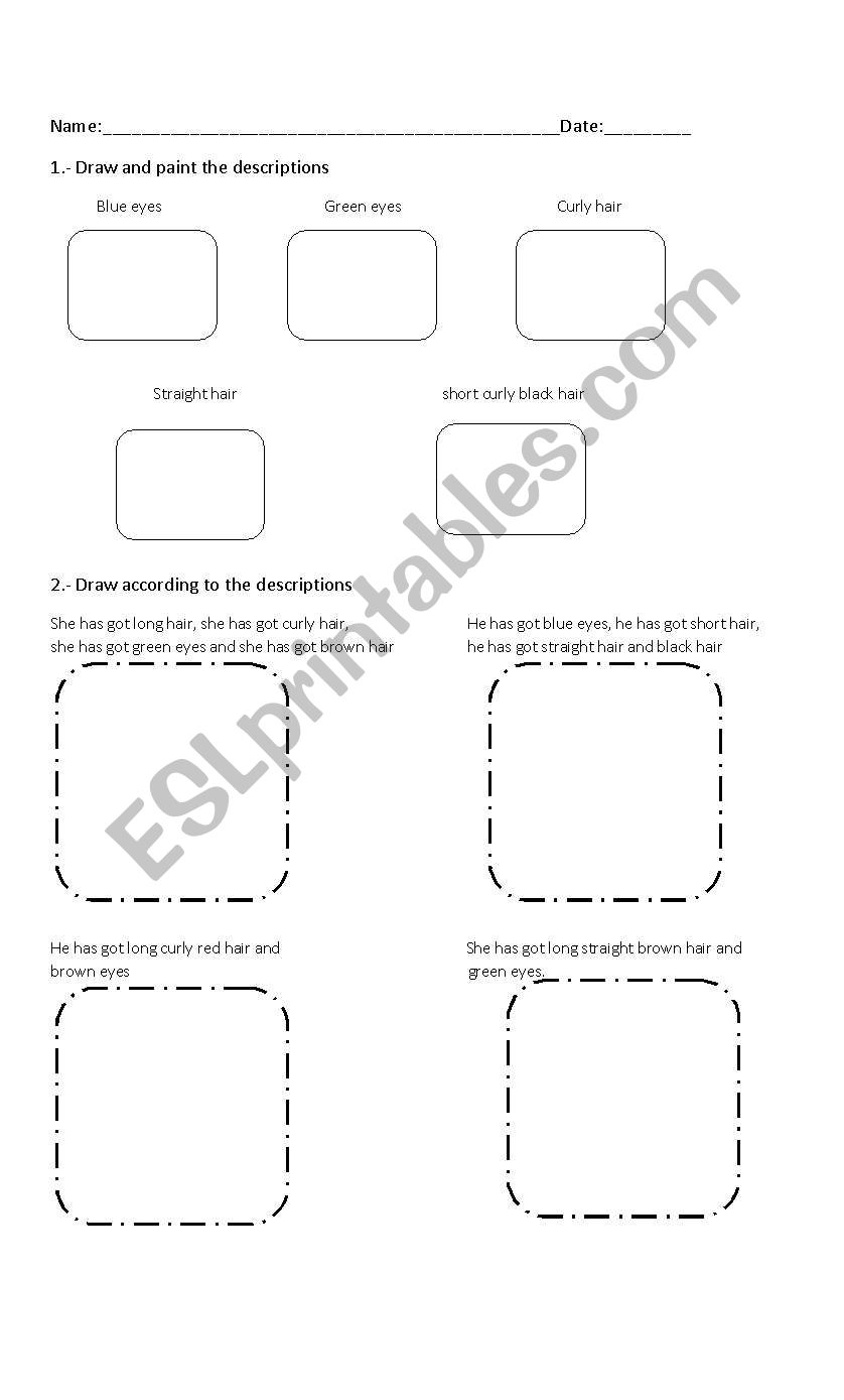 description worksheet