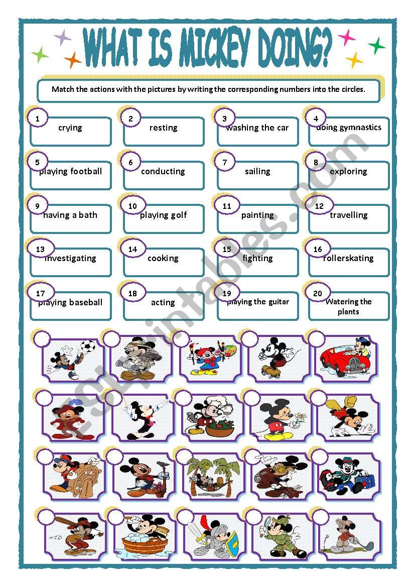 WHAT IS MICKEY DOING? worksheet