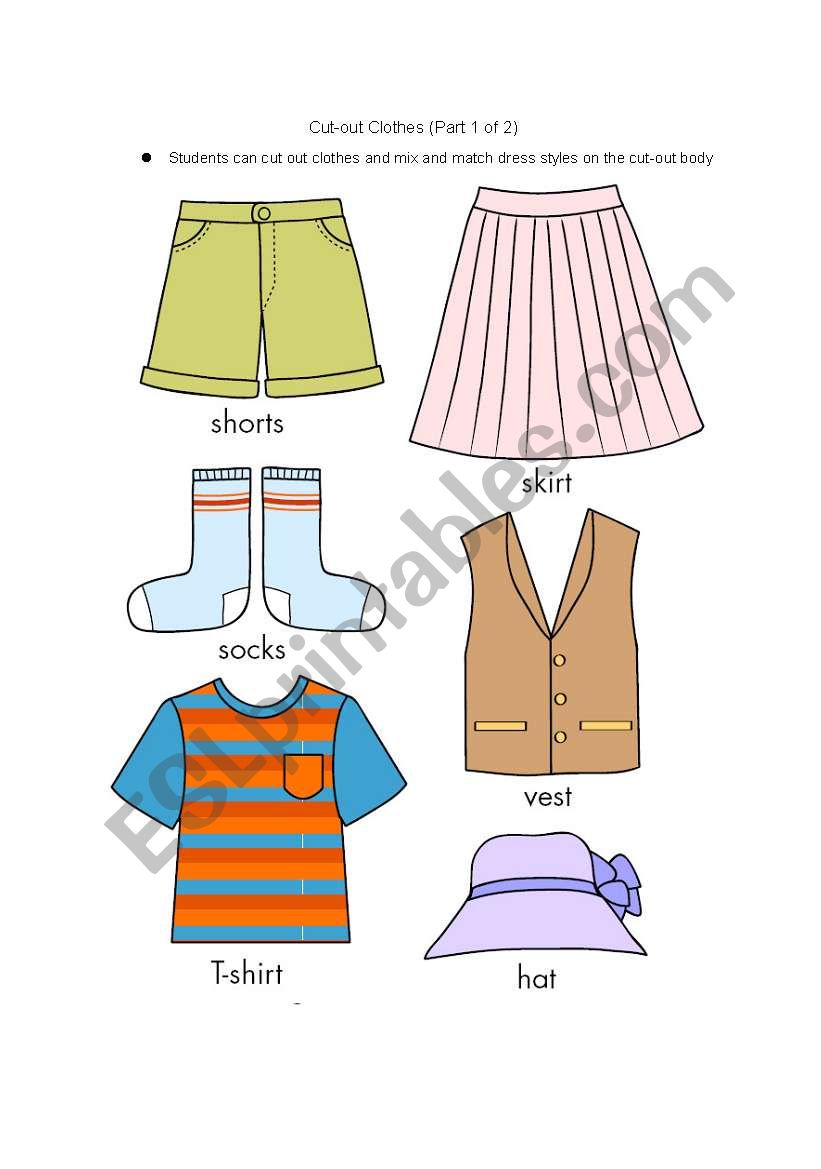 Best Dresser! Cut out Clothes (2nd) - ESL worksheet by ohxjoe