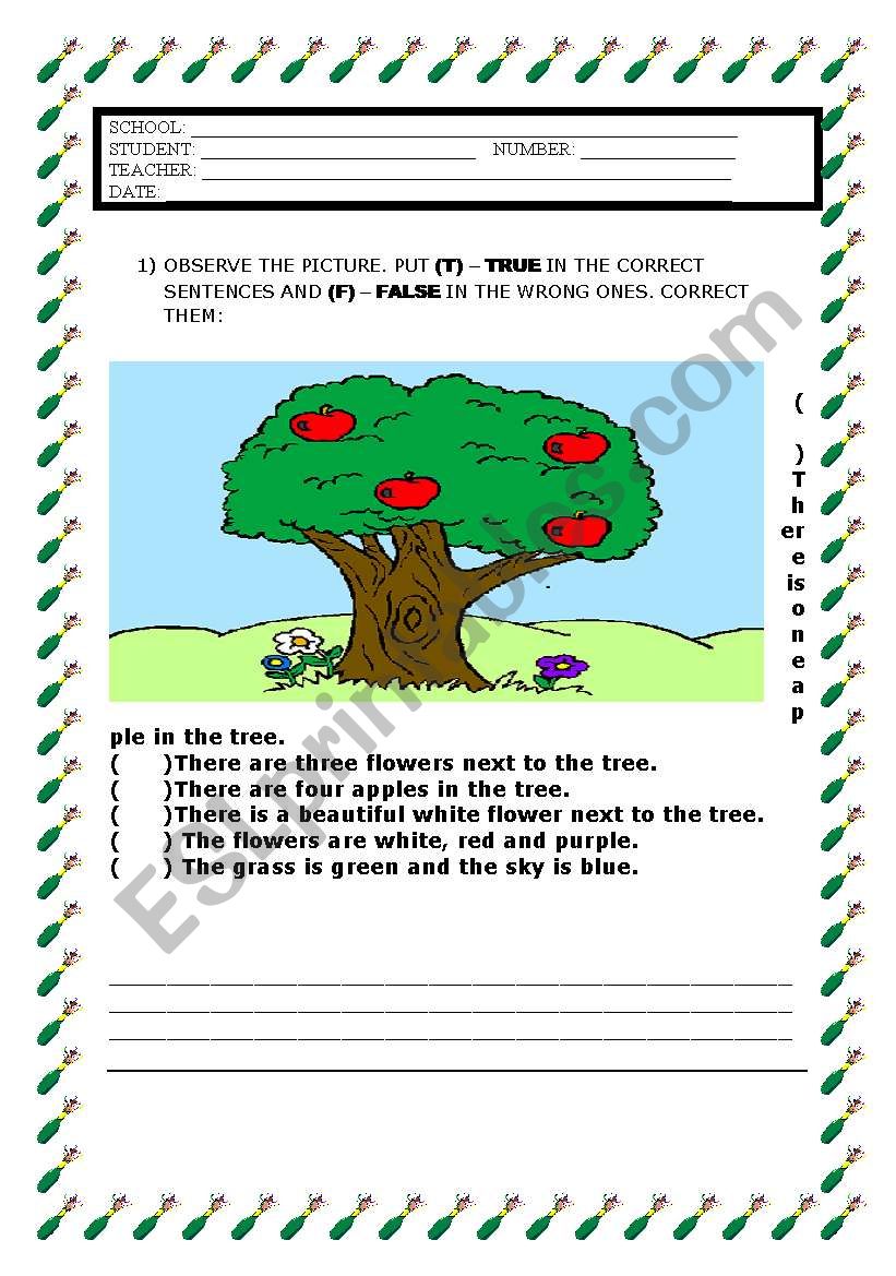 FRUIT TREE worksheet