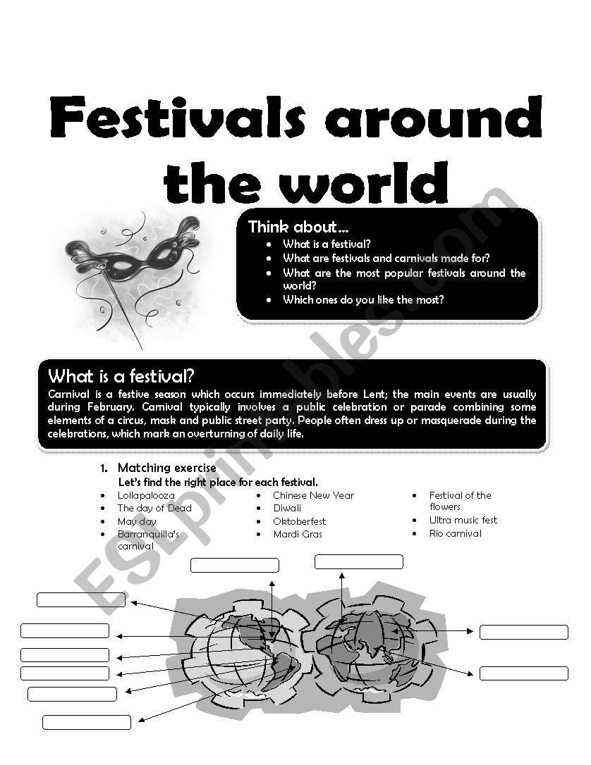 Festivals around the world worksheet