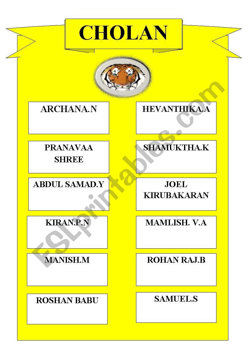 School House chart worksheet