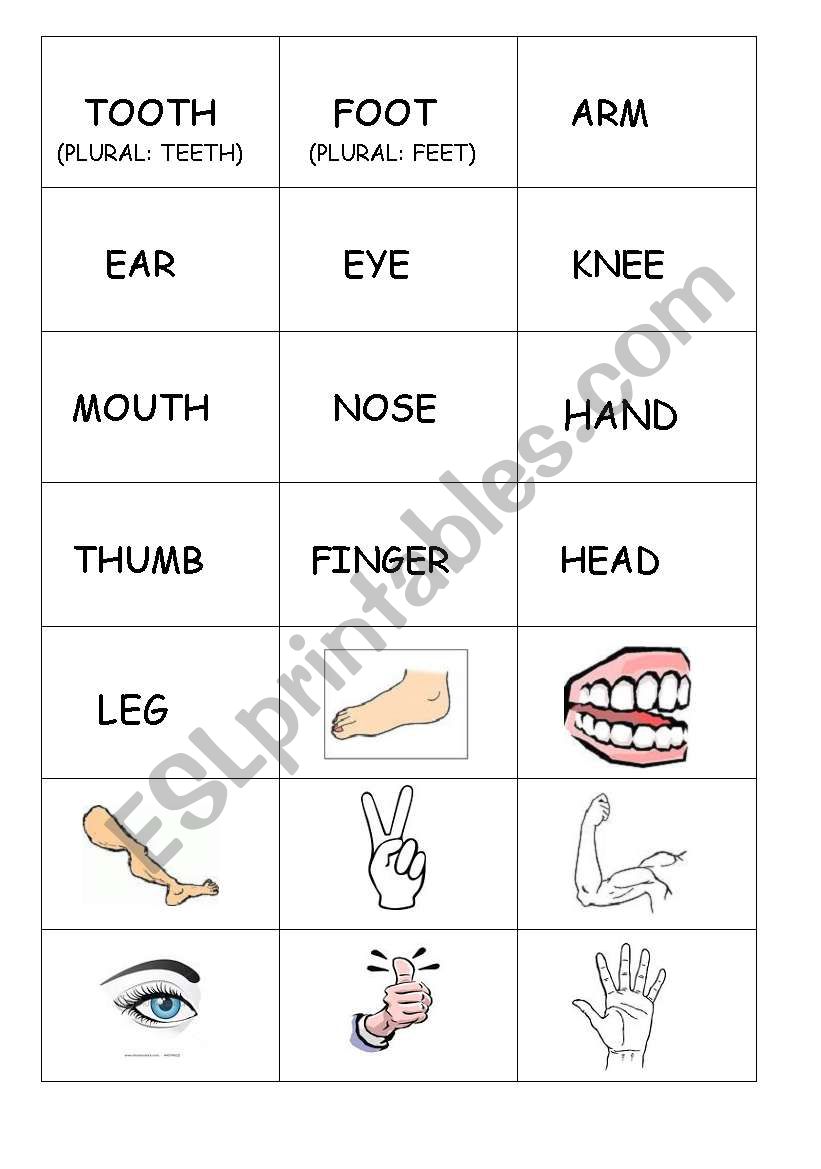 Memory game worksheet