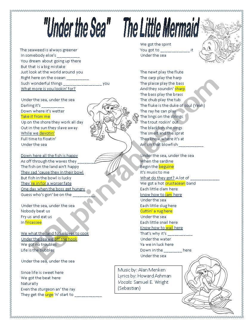 Under the Sea worksheet