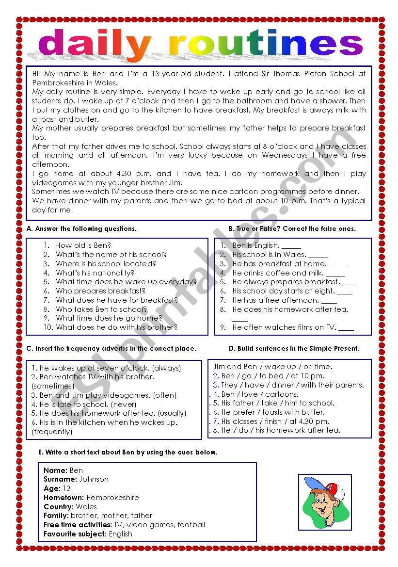 Daily routines (12.08.11) worksheet