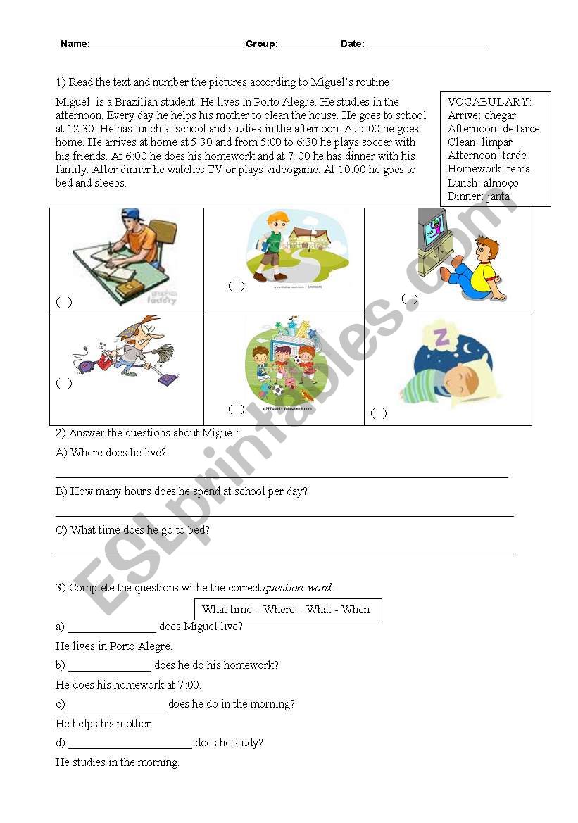 simple present test worksheet