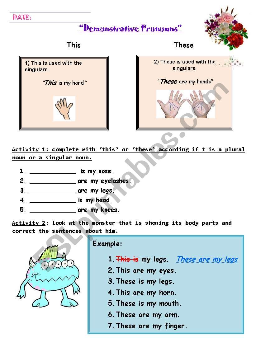 demonstratives This-These worksheet