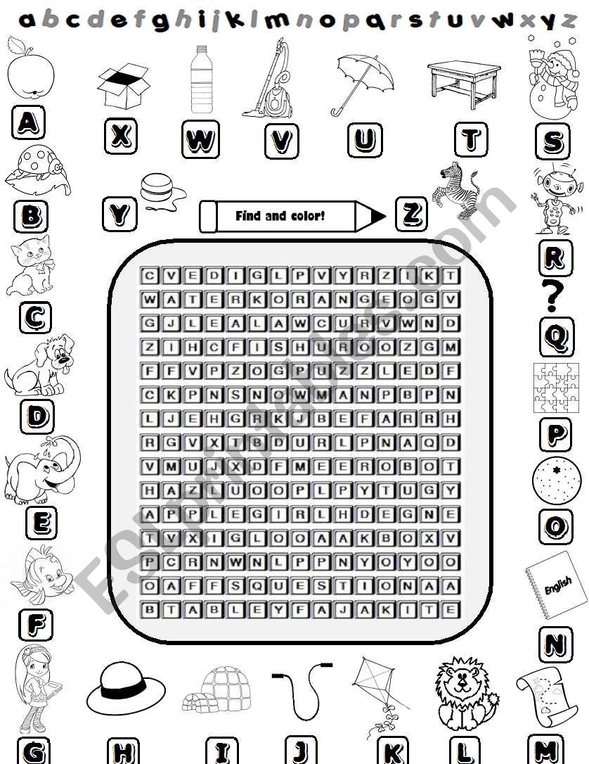 Alphabet (word search) worksheet