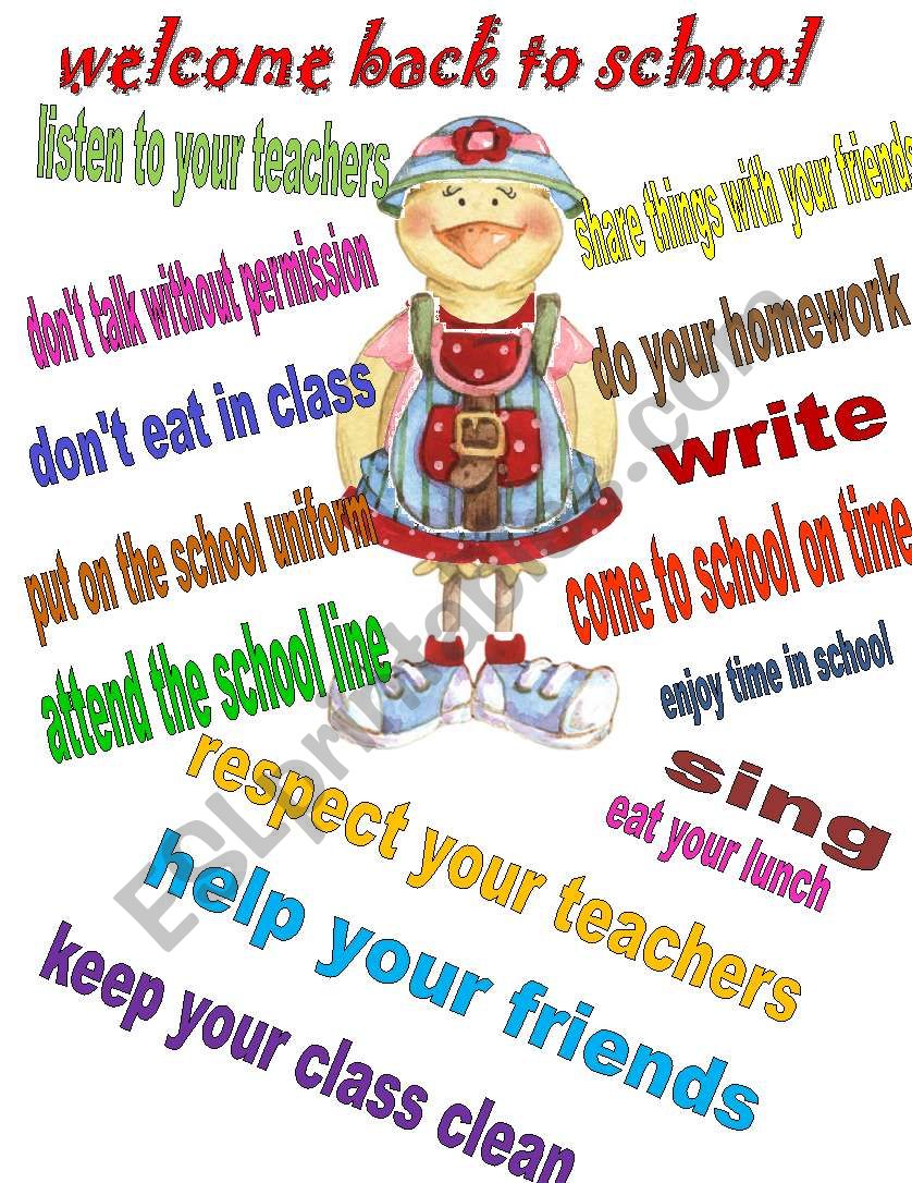welcome back to school poster worksheet