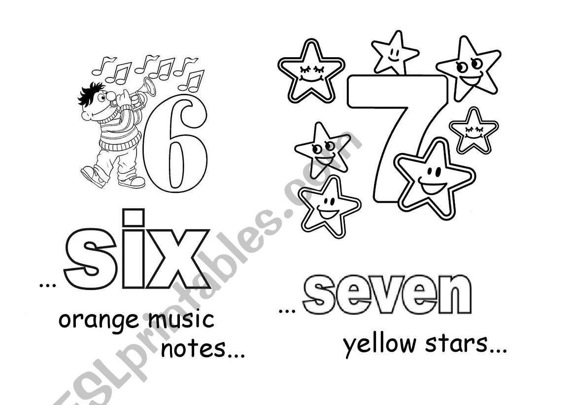 Numbers 6 to 10 with coloring (Part 2 of 2)