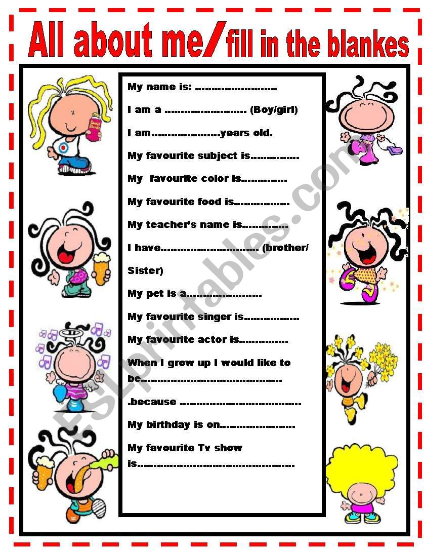 all about me worksheet