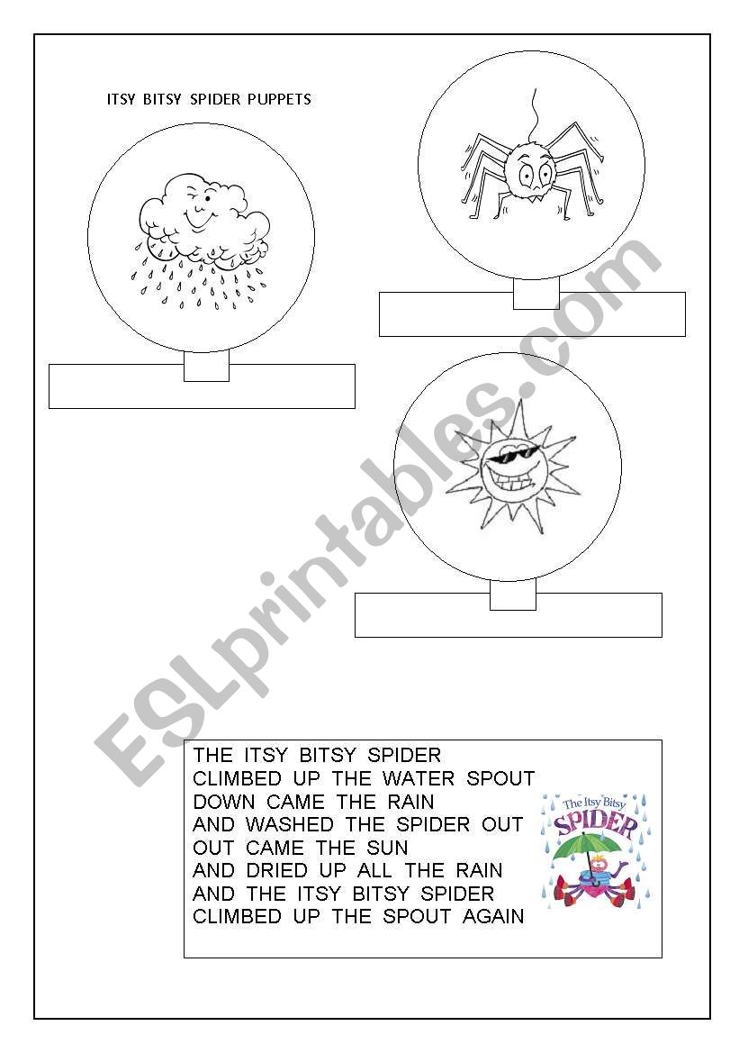 The Itsy Bitsy Spider Song - ESL worksheet by carolinekmurray