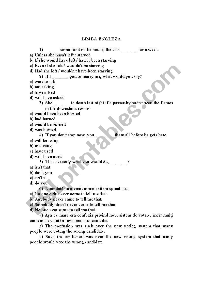 test B worksheet