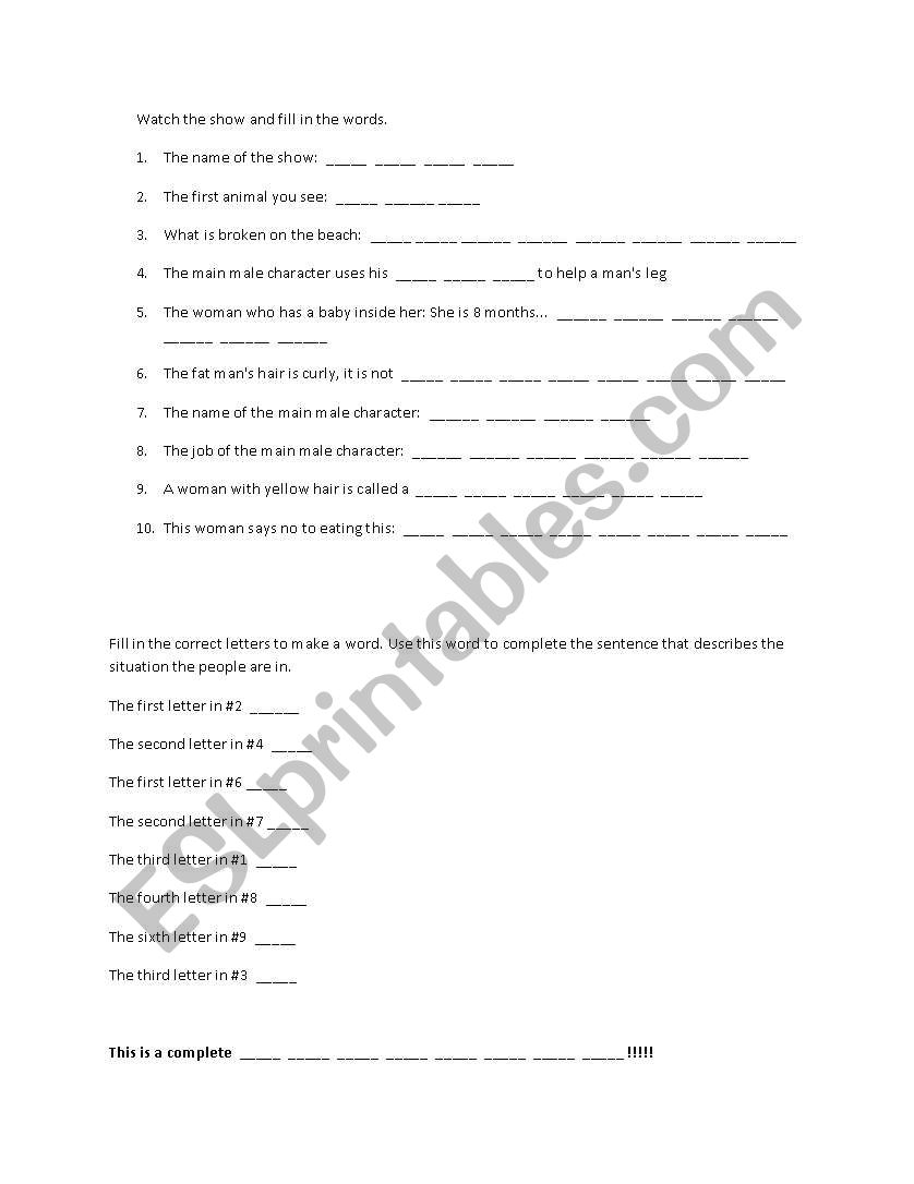 Lost season 1 episode 1 worksheet