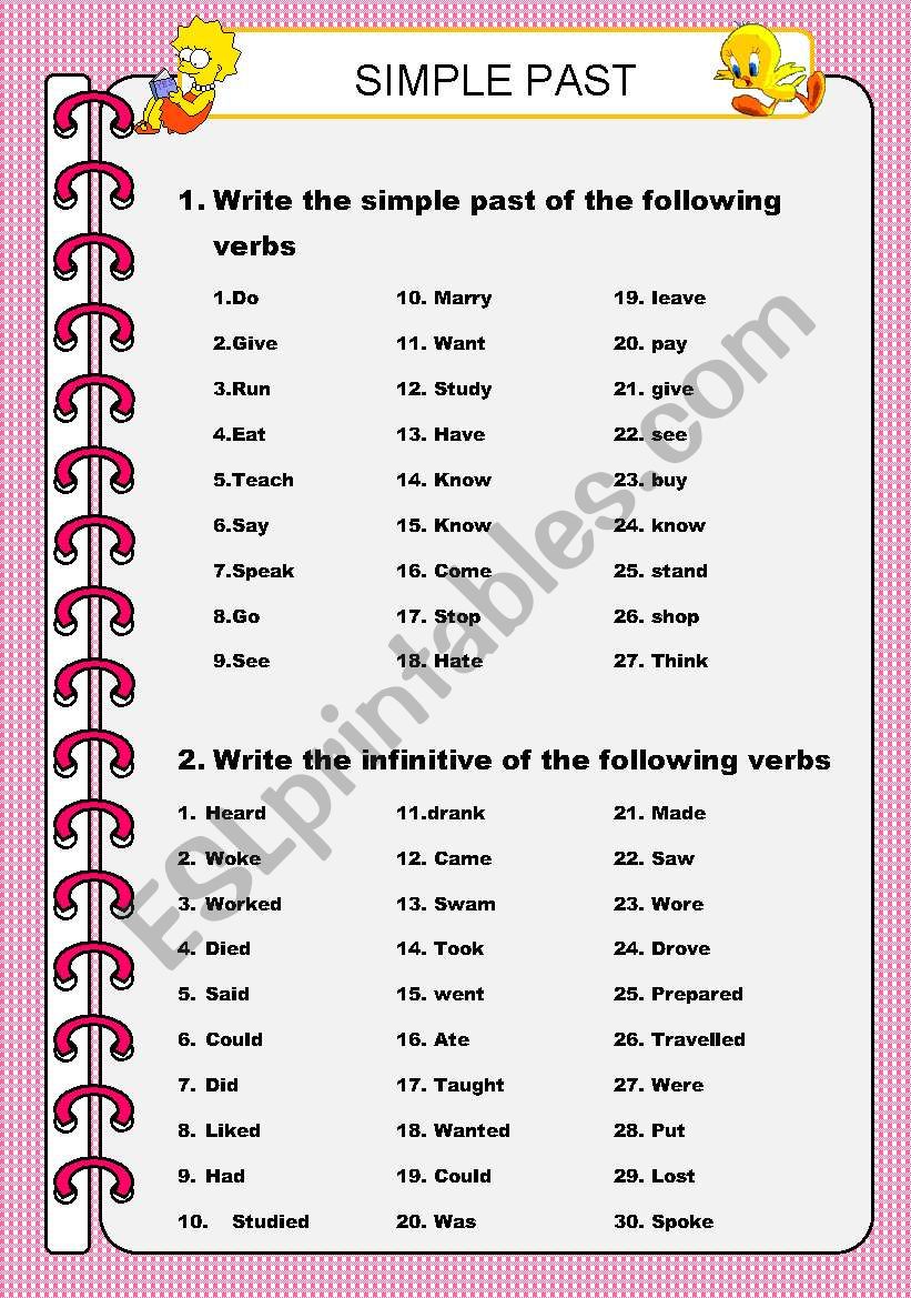 simple past worksheet